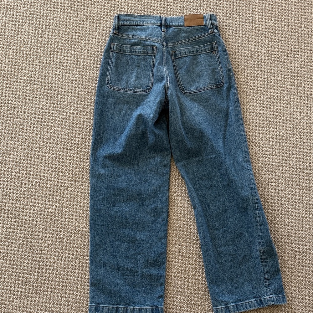 Madewell Wide Leg Flare Jeans in Medium Blue Denim - Picture 5 of 6
